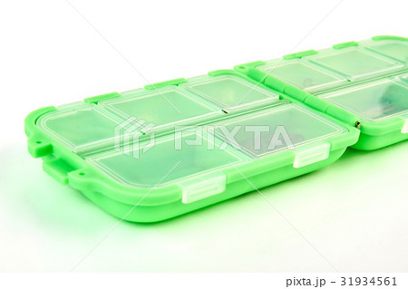 Fishing tackle box isolated. 31934561