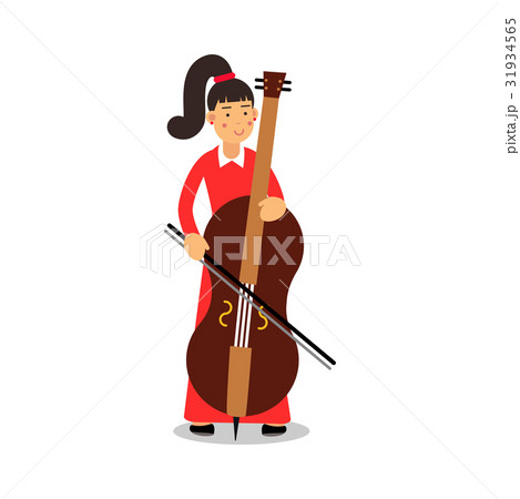 Young woman playing cello cartoon character 31934565