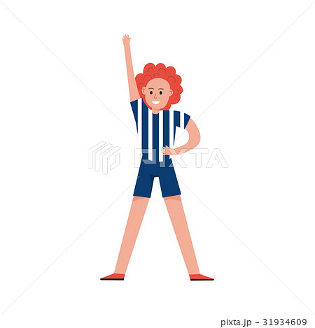 Smiling sports fan girl wearing referee uniform 31934609