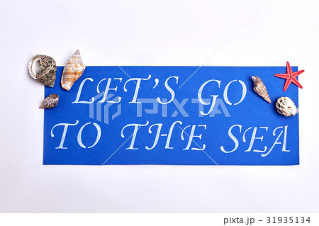 Blue paper inscription with sea concept. Blue paper inscription with sea concept. 31935134