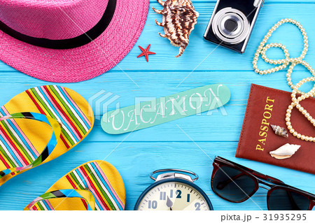 Decoration from women beach accessories. Decoration from women beach accessories. 31935295