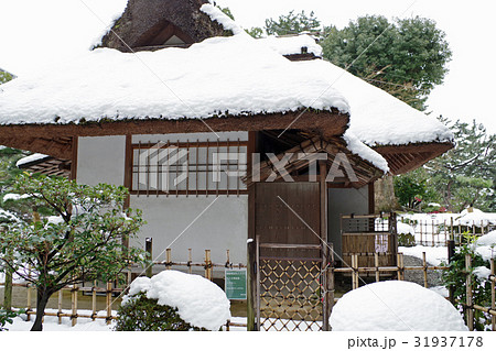 雪化粧の広島縮景園明月亭 31937178