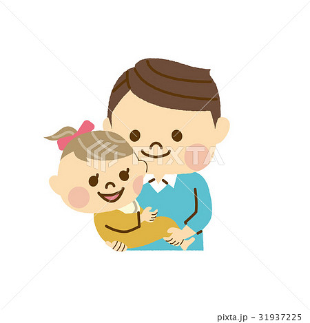 赤ちゃんを抱っこするパパのイラスト素材