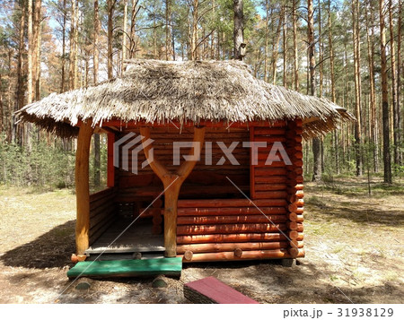 Old abandoned hunter's cabin in Ukraine forest. Old abandoned hunter's cabin in Ukraine forest. 31938129