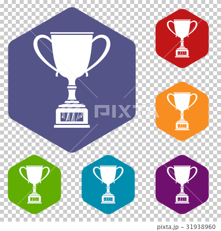 Winner cup icons set hexagon Winner cup icons set hexagon 31938960