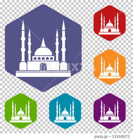 Mosque icons set hexagon 31938972