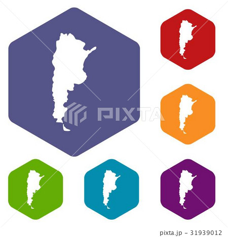 Map of Argentina icons set hexagon 31939012