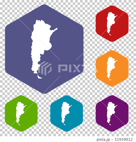 Map of Argentina icons set hexagon 31939012