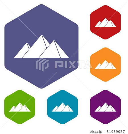Pyramids in Giza icons set hexagon 31939027