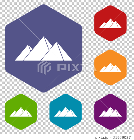 Pyramids in Giza icons set hexagon 31939027