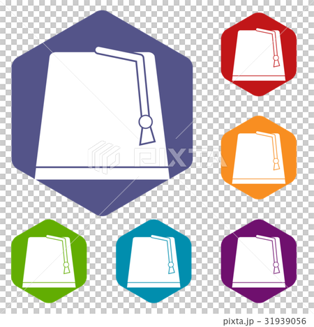 Turkish fez icons set hexagon 31939056