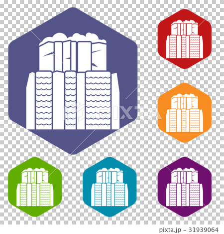 Iguazu falls, Argentina icons set hexagon Iguazu falls, Argentina icons set hexagon 31939064