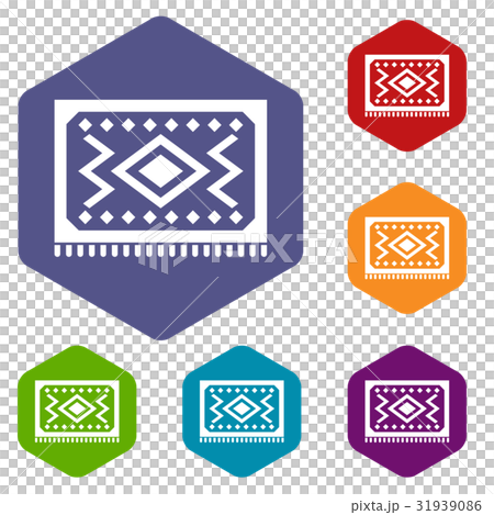 Turkish carpet icons set hexagon 31939086