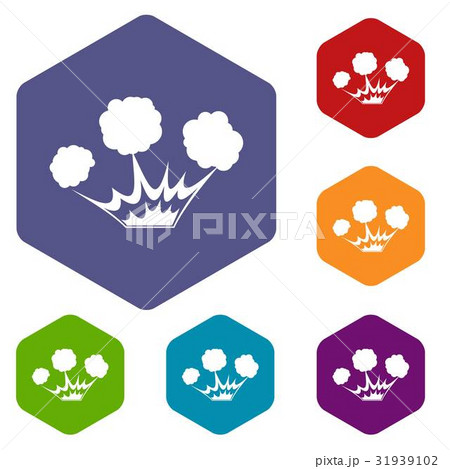 Explosion icons set hexagon 31939102