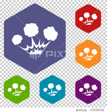 Explosion icons set hexagon 31939102