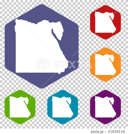 Map of Egypt icons set hexagon Map of Egypt icons set hexagon 31939116