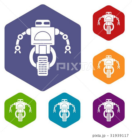 Machine robot icons set hexagon Machine robot icons set hexagon 31939117