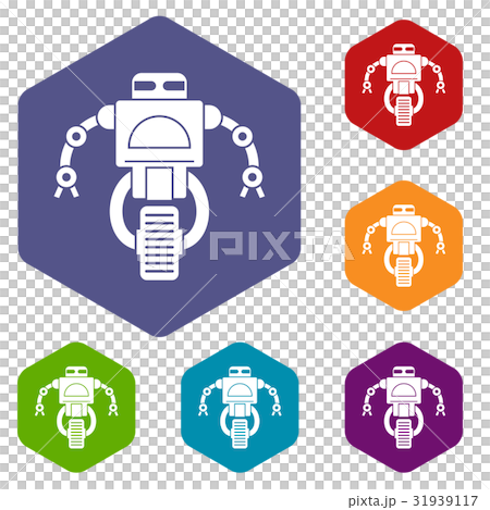 Machine robot icons set hexagon Machine robot icons set hexagon 31939117