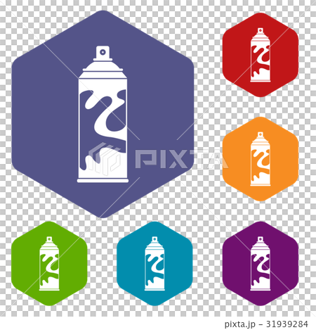 Colored spray icons set hexagon Colored spray icons set hexagon 31939284