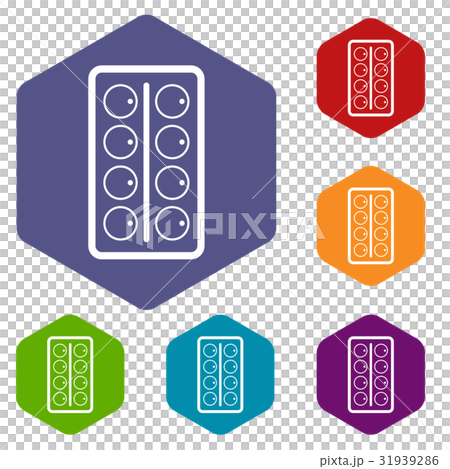 Watercolor icons set hexagon Watercolor icons set hexagon 31939286