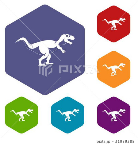Tyrannosaur dinosaur icons set hexagon 31939288