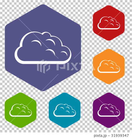 Storm cloud icons set hexagon Storm cloud icons set hexagon 31939347
