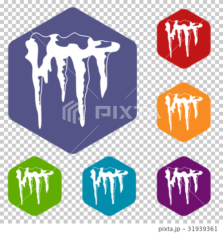 Icicles icons set hexagon Icicles icons set hexagon 31939361