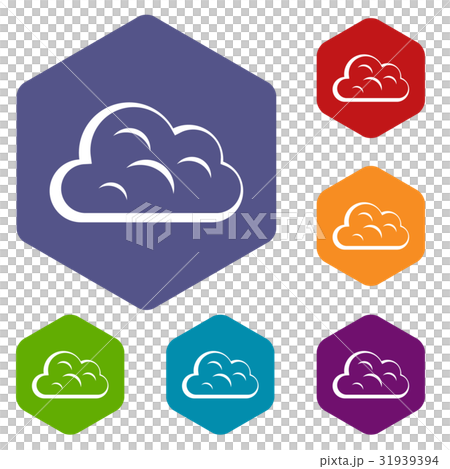 Big cloud icons set hexagon Big cloud icons set hexagon 31939394
