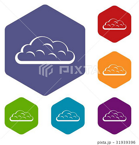Snow cloud icons set hexagon Snow cloud icons set hexagon 31939396