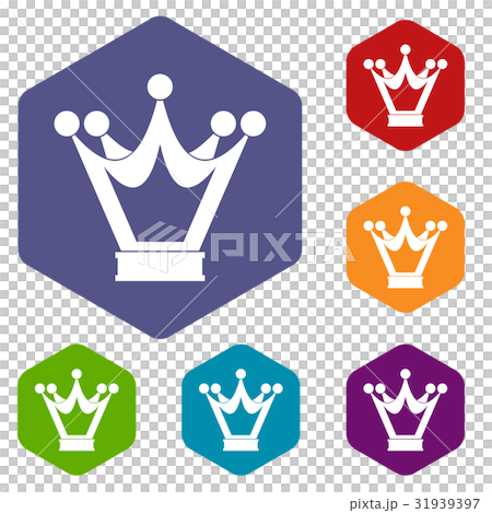 Princess crown icons set hexagon Princess crown icons set hexagon 31939397