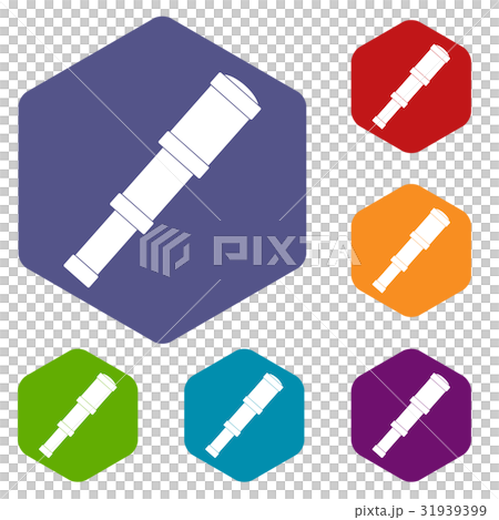 Spyglass icons set hexagon Spyglass icons set hexagon 31939399