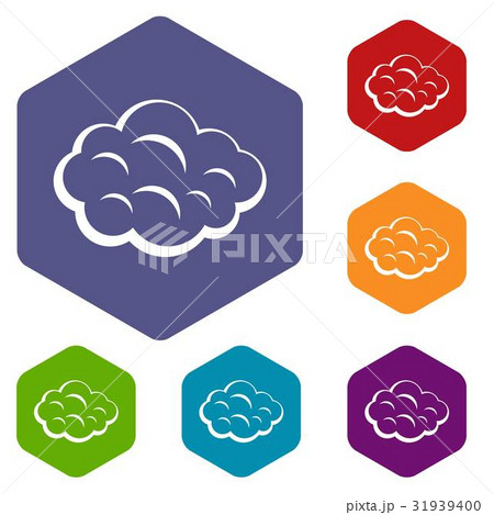 Summer cloud icons set hexagon 31939400