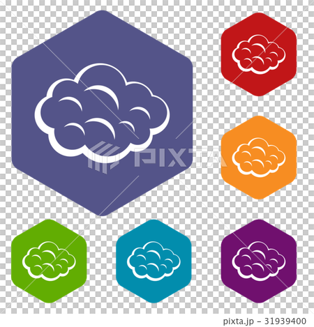 Summer cloud icons set hexagon 31939400