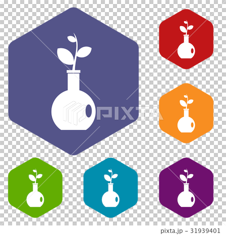 Plant in a vase icons set hexagon 31939401