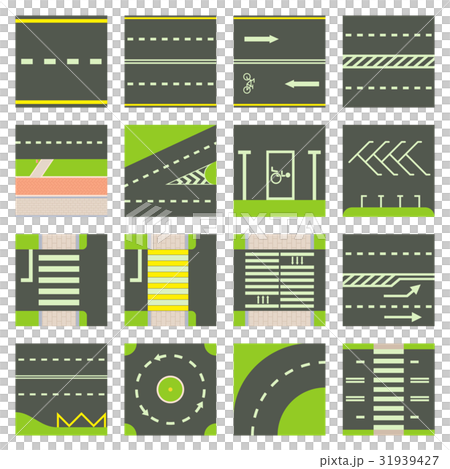 Road constructor module icons set, cartoon style Road constructor module icons set, cartoon style 31939427