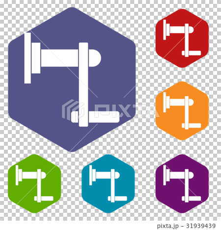Twist tool icons set hexagon Twist tool icons set hexagon 31939439