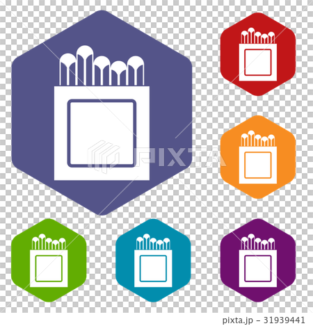 Crayons icons set hexagon Crayons icons set hexagon 31939441