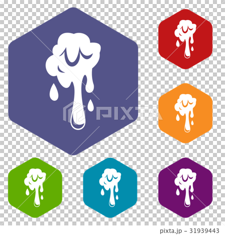 Dripping slime icons set hexagon Dripping slime icons set hexagon 31939443