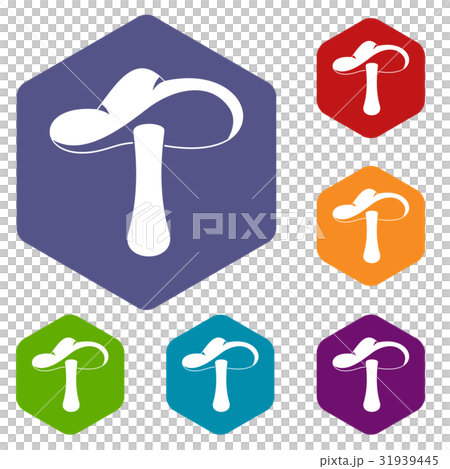 Autumn mushroom icons set hexagon Autumn mushroom icons set hexagon 31939445