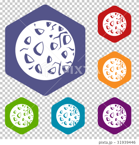 Rocky planet icons set hexagon Rocky planet icons set hexagon 31939446