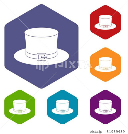 Leprechaun hat icons set hexagon Leprechaun hat icons set hexagon 31939489