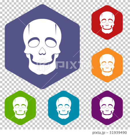 Singer mask icons set hexagon Singer mask icons set hexagon 31939490