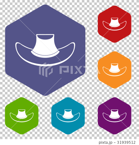 Cowboy hat icons set hexagon 31939512