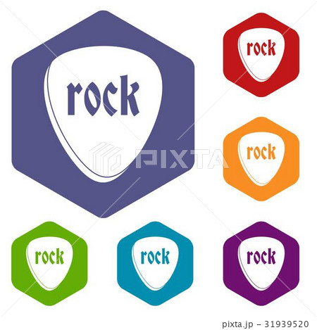 Rock stone icons set hexagon Rock stone icons set hexagon 31939520