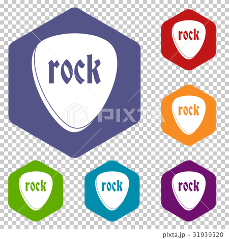 Rock stone icons set hexagon Rock stone icons set hexagon 31939520