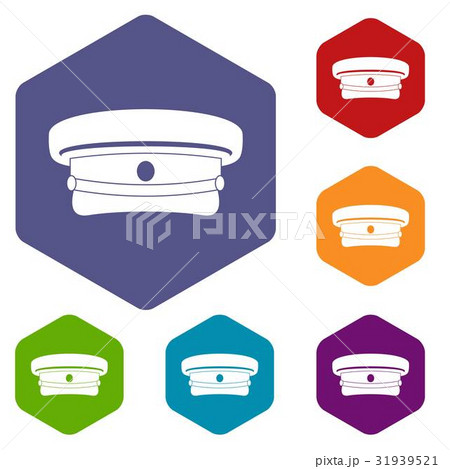 Military hat icons set hexagon Military hat icons set hexagon 31939521