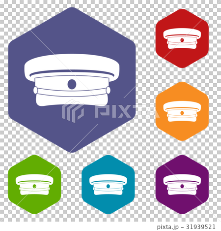 Military hat icons set hexagon 31939521