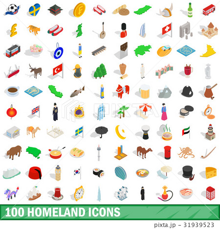 100 homeland icons set, isometric 3d style 100 homeland icons set, isometric 3d style 31939523