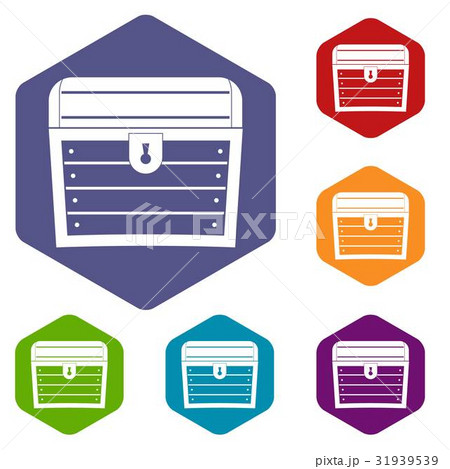 Chest icons set hexagon 31939539