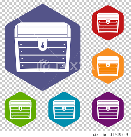 Chest icons set hexagon 31939539